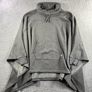 UGG Charlynne Fleece Poncho Sweater Womens M/L Gray Funnel Neck Kangaroo Pocket